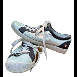 Softinos  Women's Gray Leather Low Top Trainer EUR40/Sz 9